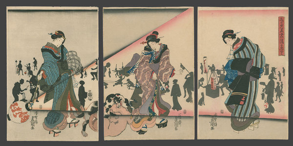 Utagawa Kunisada: Beauties Returning From the Bath on a Summer Evening - The Art of Japan