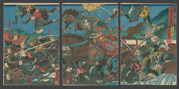 Utagawa Kuniyoshi: Shibata Katsuie Leading His Successful Sortie From the Castle After Breaking the Water Jars - The Art of Japan