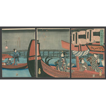 Utagawa Hiroshige: Enjoying the Evening Cool and Fireworks at Ryogoku Bridge in the Eastern Capital - The Art of Japan