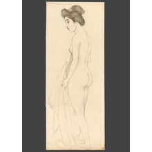 橋口五葉: #12 Standing nude (a drawing on both sides of th paper) - The Art of Japan