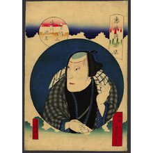 Utagawa Yoshitaki, 歌川芳滝 (Yoshitaki)创作的日本版画《Jatsukawa Enjaku as the hairdresser Hajime Tada》