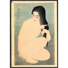 鳥居言人: Combing her hair - The Art of Japan