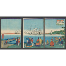 Tsukioka Yoshitoshi: Picture of Trade with Many Nations in a Large French Port - The Art of Japan