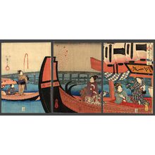 Utagawa Hiroshige: Enjoying the evening cool and fireworks at Ryogoku Bridge in the eastern capital - The Art of Japan