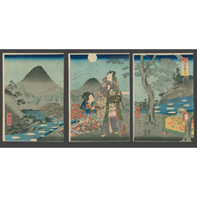 Utagawa Hiroshige II: Moon viewing at Shinshu - The Art of Japan