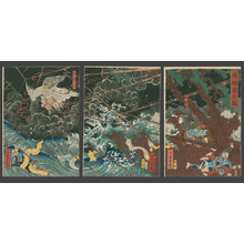 Utagawa Yoshitsuya, 歌川芳艶 (Yoshitsuya)による浮世絵「Princess Shirinui Fights off the Evil Sotoku-in」