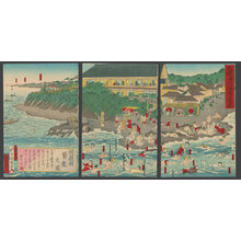 Kokunimasa: Scene of Grand Seashore, bathing beach and Cabana Village - The Art of Japan