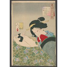 月岡芳年: Looking warm: An urban widow of the Kansei era (1789 - 1801) - The Art of Japan