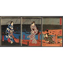 Utagawa Hiroshige: Enjoying the evening cool and great fireworks at Ryogoku Bridge - The Art of Japan