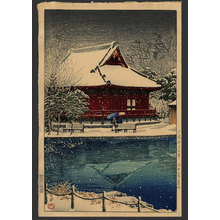 川瀬巴水: Snow at Shinobazu Benten Shrine - The Art of Japan