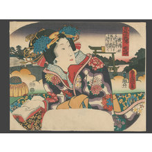 Japanischer Druck "Beauties Traveling at Yamaokyo" von Utagawa Kunisada, 歌川国貞 (Kunisada)