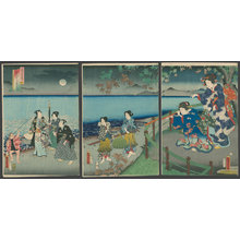 Utagawa Kunisada II: Autumn - The gentle Genji under the moon at Suwa - The Art of Japan