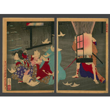 Tsukioka Yoshitoshi, 月岡芳年 (Yoshitoshi)による浮世絵「Sanjo Jirozaemon Murdering a Courtesan」