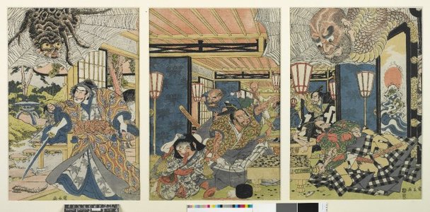 歌川國長: triptych print - 大英博物館