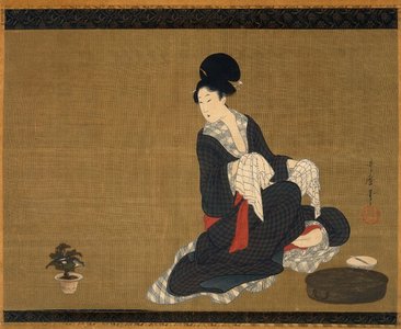 喜多川歌麿: painting / hanging scroll - 大英博物館