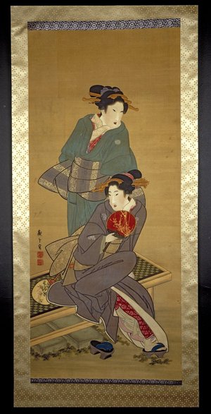 喜多川月麿: painting / hanging scroll / diptych - 大英博物館