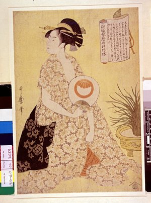 喜多川歌麿: Nishiki-ori Utamaro-gata shin-moyo 錦織歌麿形新模様 (New Brocade Patterns in Utamaro's Style) - 大英博物館