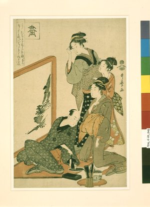 喜多川歌麿: Ga 画 (Painting) / Kin ki sho ga 琴棋書画 (The four accomplishments: ‘koto’, go, calligraphy, painting) - 大英博物館