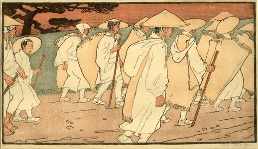 Emil Orlik: Fuji-Pilgrims / Japanische Pilger auf dem Weg zum Fujiyama - 大英博物館