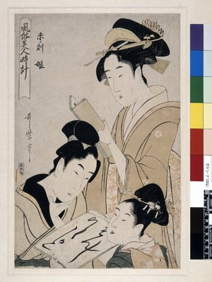 Kitagawa Utamaro, 喜多川歌麿 (Kitagawa Utamaro (喜多川歌麿))による浮世絵「Hitsuji (Hour of the goat) / Fuzoku Bijin Toka」