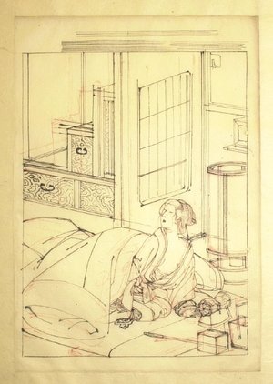 Japanese Print "drawing" by Tsukioka Yoshitoshi, 月岡芳年 (Tsukioka Yoshitoshi (月岡芳年))