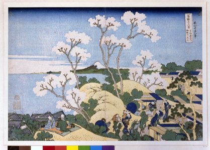 Katsushika Hokusai: Tokaido Shinagawa Goten-yama no Fuji 東海道品川御殿山ノ不二 (Fuji from Goten-yama, at Shinagawa on the Tokaido Highway [Edo]) / Fugaku sanju-rokkei 冨嶽三十六景 (Thirty-Six Views of Mt Fuji) - British Museum