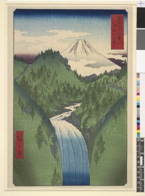 歌川広重: Izu no sanchu 伊豆の山中 (In the Mountains of Izu Province) / Fuji sanju-rokkei 冨士三十六景 (Thirty-Six Views of Fuji) - 大英博物館