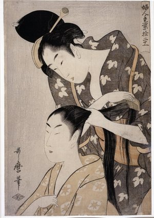 喜多川歌麿: Fujin Tewaza Juni-Ko - 大英博物館