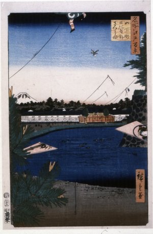 歌川広重: No 3,Yamashita-cho Hibiya-gai Sakurada / Meisho Edo Hyakkei - 大英博物館