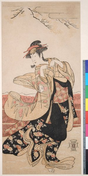 Katsukawa Shunsho: Arashi Murajiro as Chieda no kitsune, Ichikawa Yaozo as Kusunoki Uraminosuke 嵐村次郎の千枝の狐、市川八百蔵の楠恨之介 - British Museum