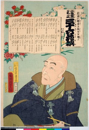 Japanese Print "Tosei mitate sanju-rokkasen 當盛見立 三十六花撰 (Contemporary Kabuki Actors Likened to Thirty-Six Flowers)" by Toyohara Kunichika, 豊原国周 (Toyohara Kunichika (豊原国周))