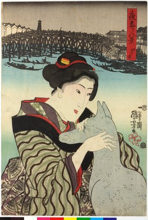 Utagawa Kuniyoshi, 歌川国芳 (Utagawa Kuniyoshi (歌川国芳))による浮世絵「Yokkaichi 四日市 / Yomairi hakkei 夜参八景 (Eight Views of Night Visiting)」