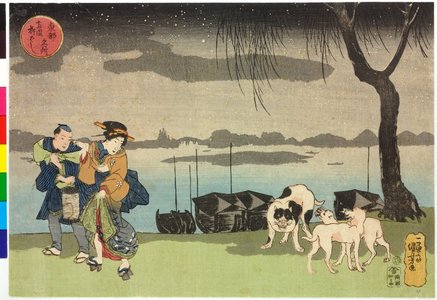 Utagawa Kuniyoshi: Ryogoku Yanagibashi 両国柳ばし (Yanagibashi bridge at Ryogoku) / Toto meisho 東都名所 (Famous Places in Edo) - British Museum