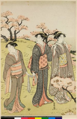 勝川春潮: triptych print - 大英博物館