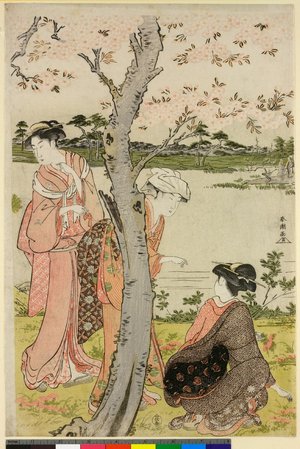 勝川春潮: triptych print - 大英博物館