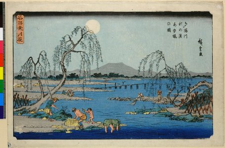 Utagawa Hiroshige: Tamagawa aki no tsuki ayu-gari no zu / Meisho Setsu Gekka - British Museum