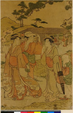 細田栄之: triptych print - 大英博物館