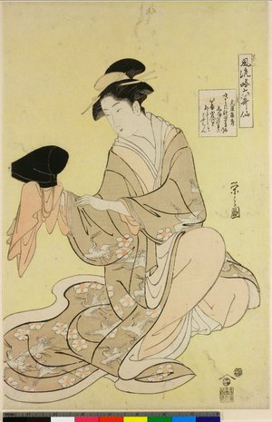 細田栄之: Bunya Yasuhide / Furyu Ryaku Rokkasen - 大英博物館