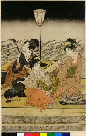 歌川豊広: triptych print - 大英博物館