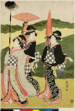 Utagawa Toyokuni I: Fuji-bitai hana no gyoretsu - British Museum