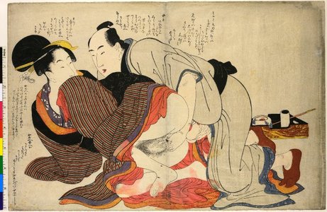 喜多川歌麿: Negai no itoguchi (Unravelling the Threads of Desire) - 大英博物館