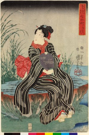 Utagawa Kuniyoshi: Soto そうと (Gravestone Komachi) / Imayo nana Komachi 今様七小町 (Modern Seven Komachi) - British Museum