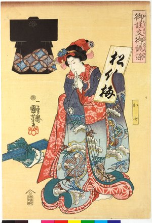 Utagawa Kuniyoshi, 歌川国芳 (Utagawa Kuniyoshi (歌川国芳))による浮世絵「Gochumon oatsurae some 御註文御誂染 (Fabrics Dyed to Order)」