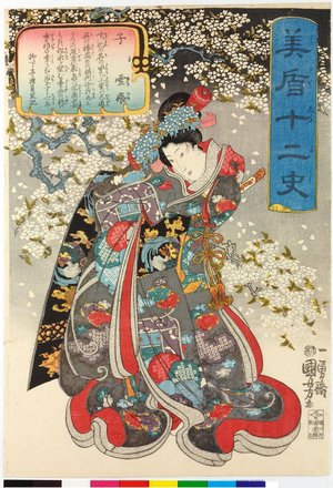 Utagawa Kuniyoshi: Ne 子 (Rat) / Mitate junishi 美盾十二史 (Selection for the Twelve Signs) - British Museum