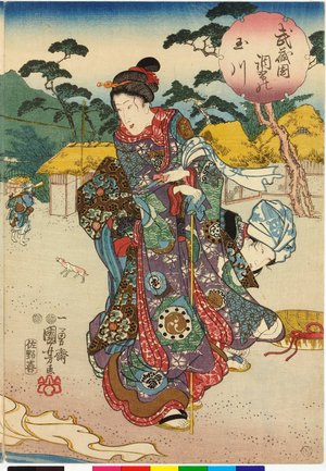 歌川国芳: Musashi no kuni Tatsukuri no tamagawa 武蔵国,調布の玉川 (The Tatsukuri Crystal River in Musashi Province) - 大英博物館