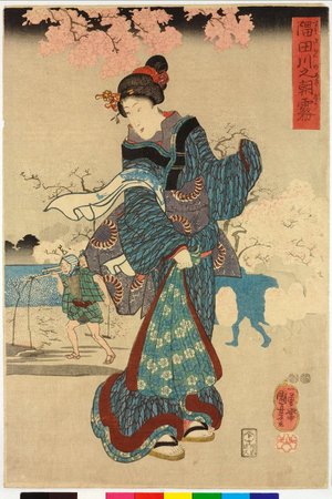 Japanese Print "Sumida-gawa no chobu (Early Morning Mist on the Sumida River)" by Utagawa Kuniyoshi, 歌川国芳 (Utagawa Kuniyoshi (歌川国芳))