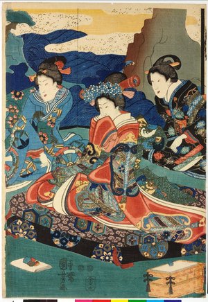 歌川国芳: triptych print - 大英博物館