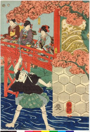 歌川国芳: triptych print - 大英博物館