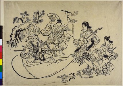 菱川師房: Shichifukujin (The Seven Gods of Good Fortune) - 大英博物館