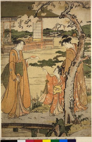 Japanese Print "triptych print" by Torii Kiyonaga, 鳥居清長 (Torii Kiyonaga (鳥居清長))